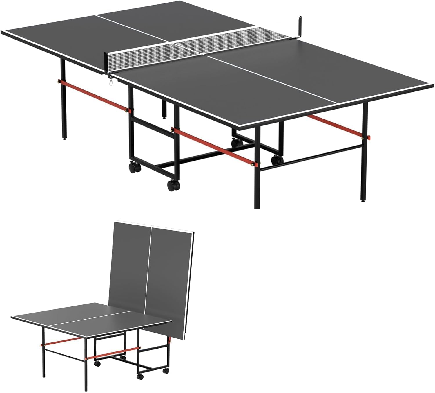 8X4FT Foldable Ping Pong Table,Professional Table Tennis Table with Net,2 Table Tennis Paddles and 3 Balls - Tournament Quality for Indoor/Outdoor