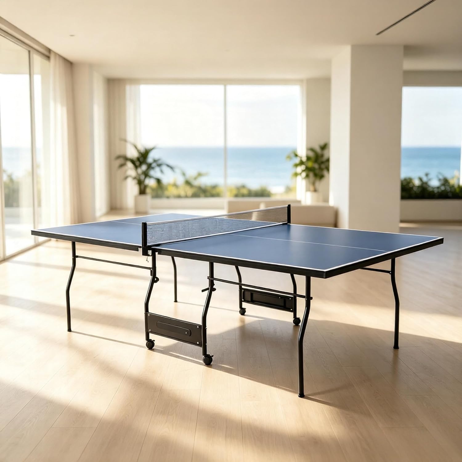 Garvee 9FT Foldable Ping Pong Table with Wheels, MDF Indoor Tennis Table