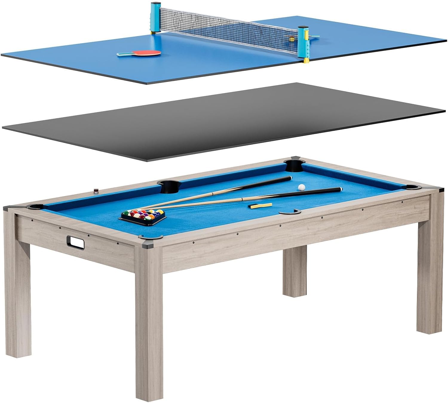 Garvee 7FT 3-in-1 Pool Table Convertible to Dining and Table Tennis