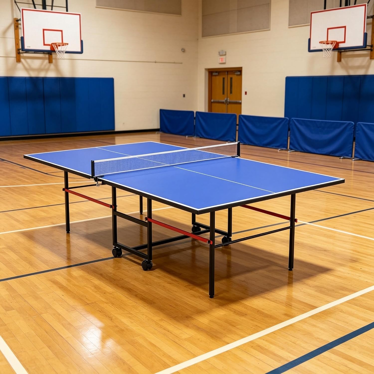 8 FT Foldable Ping Pong Table, Full Size Regulation Table Tennis Table with Net, 2 Paddles & 3 Balls, Indoor/Outdoor Portable Folding Game Table for Home, Garage, Basement